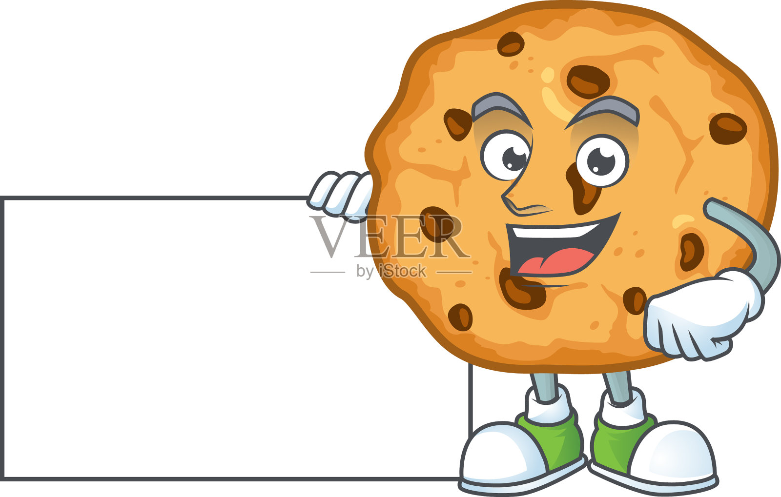 可爱有趣的巧克力片饼干有一个板插画图片素材