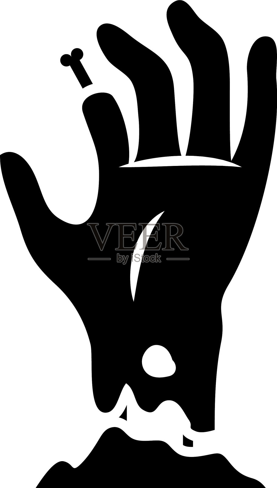 僵尸伸出地面图标剪影设计元素图片