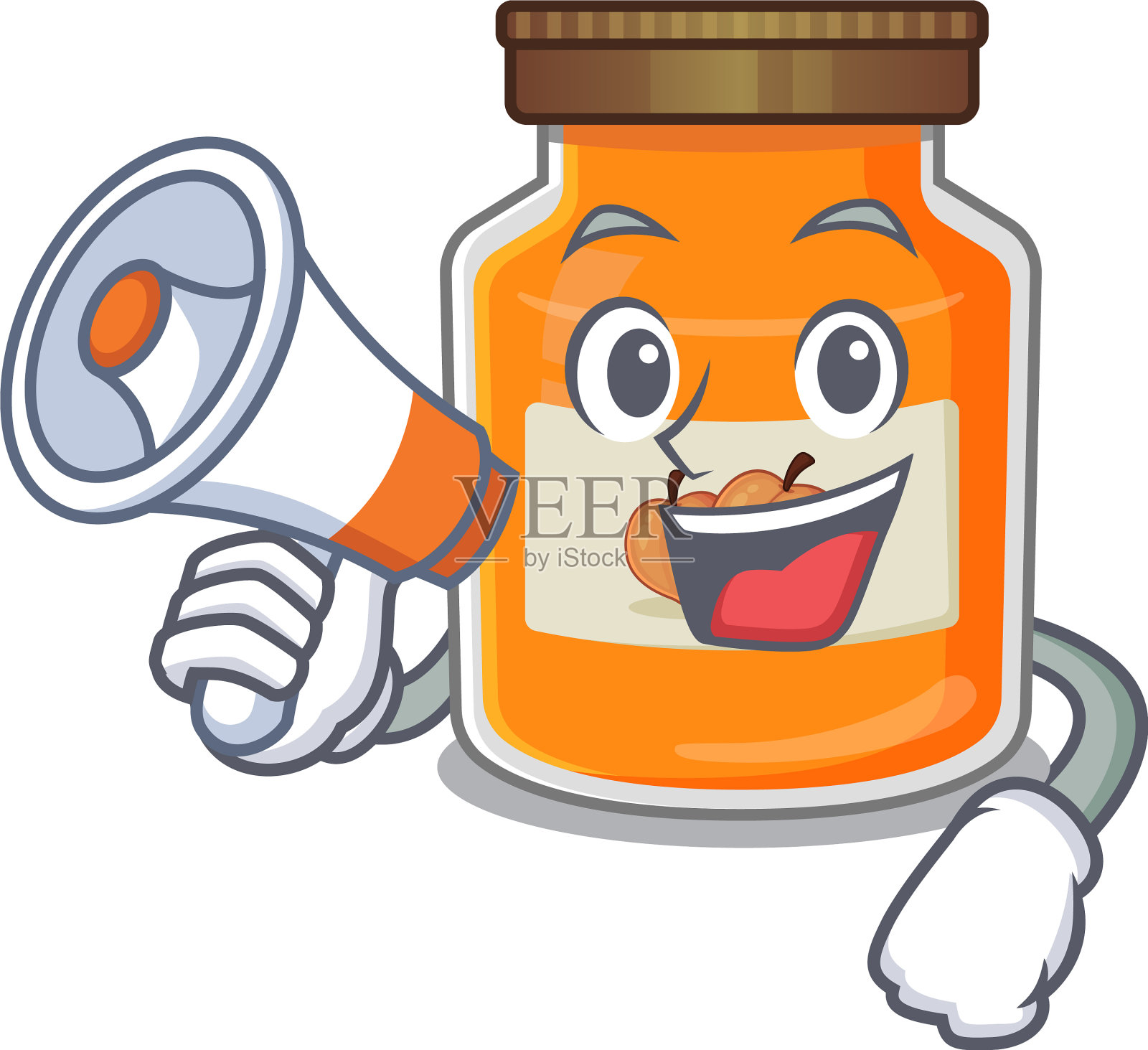 吉祥物蜜桃酱对着扩音器说话设计元素图片