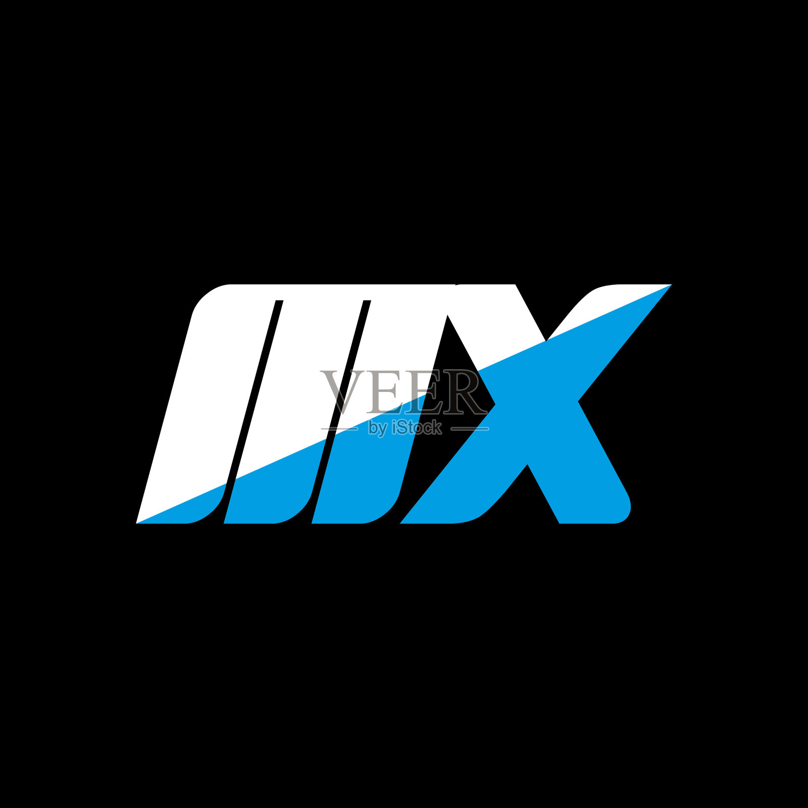 字母标志设计的黑色背景Mx插画图片素材