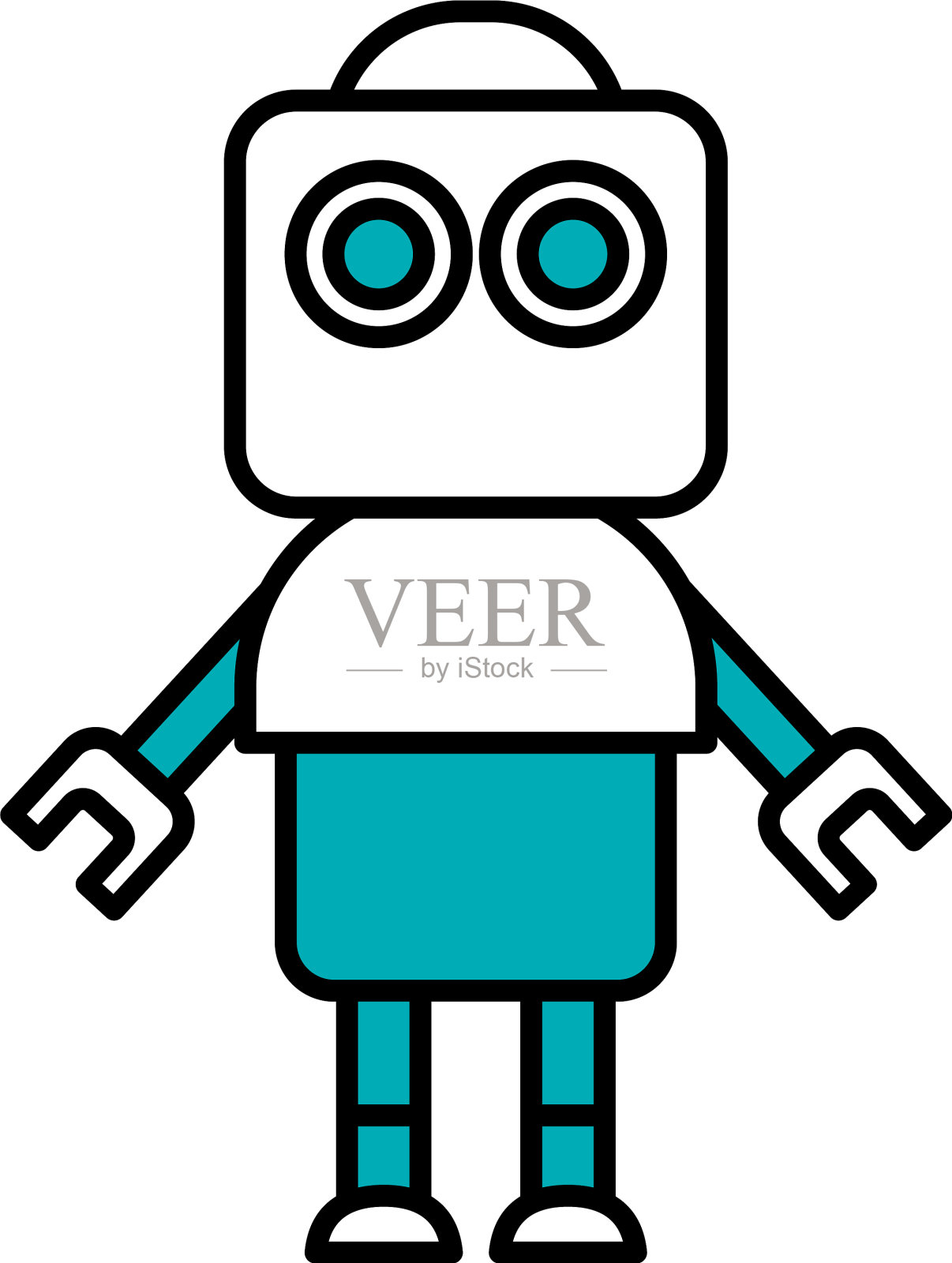 机器人概念可爱机器人站立图标一半插画图片素材