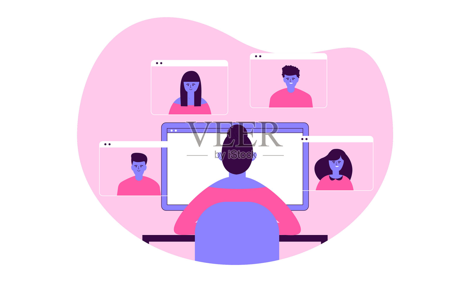 有人在和同事开视频会议插画图片素材