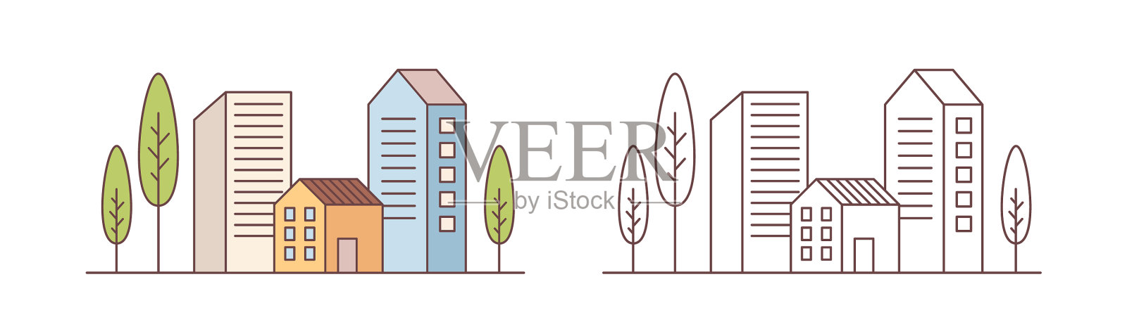 设置彩色和单色的构图设计元素图片