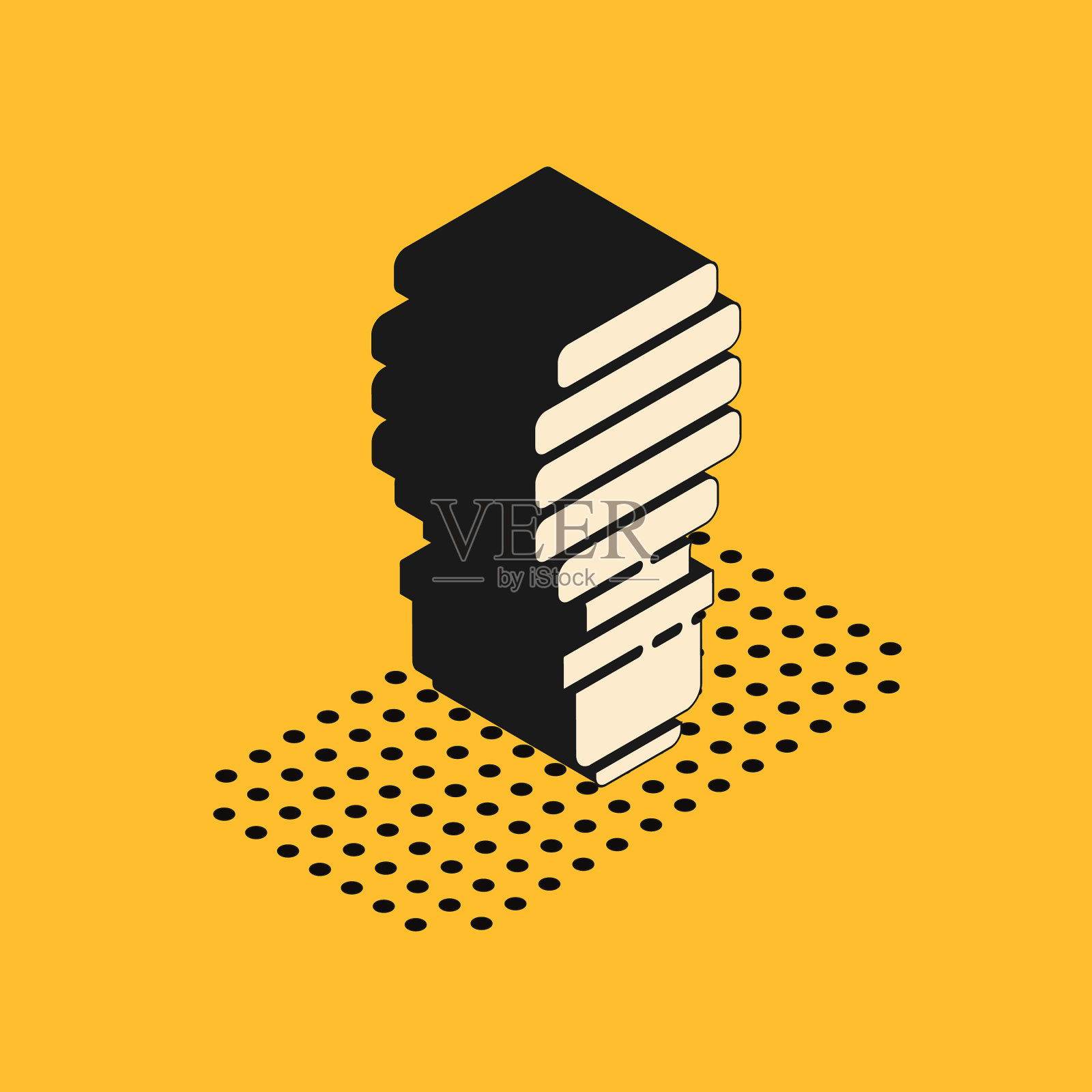 等距led灯泡图标隔离在黄色插画图片素材