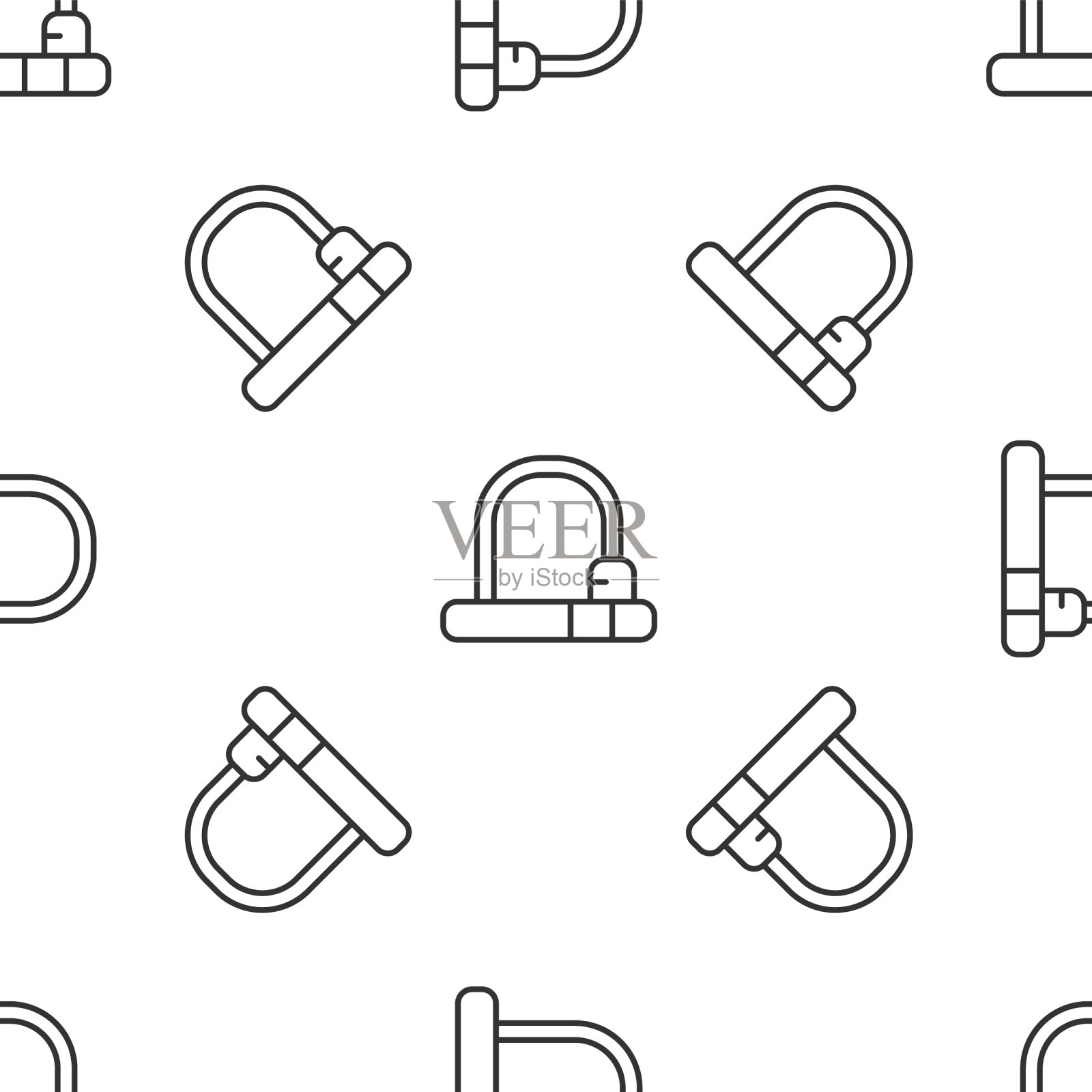 灰色线自行车锁u形工业图标插画图片素材