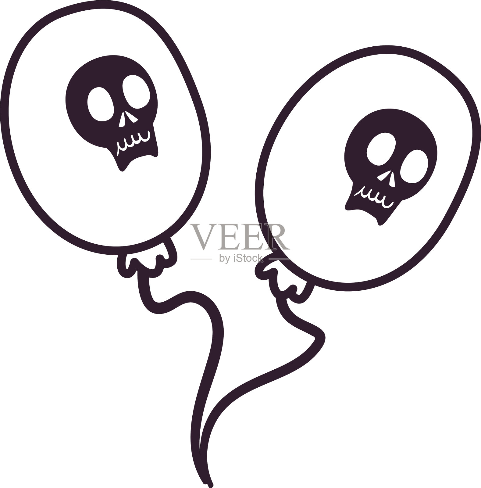 万圣节气球与头骨卡通自由形式设计元素图片