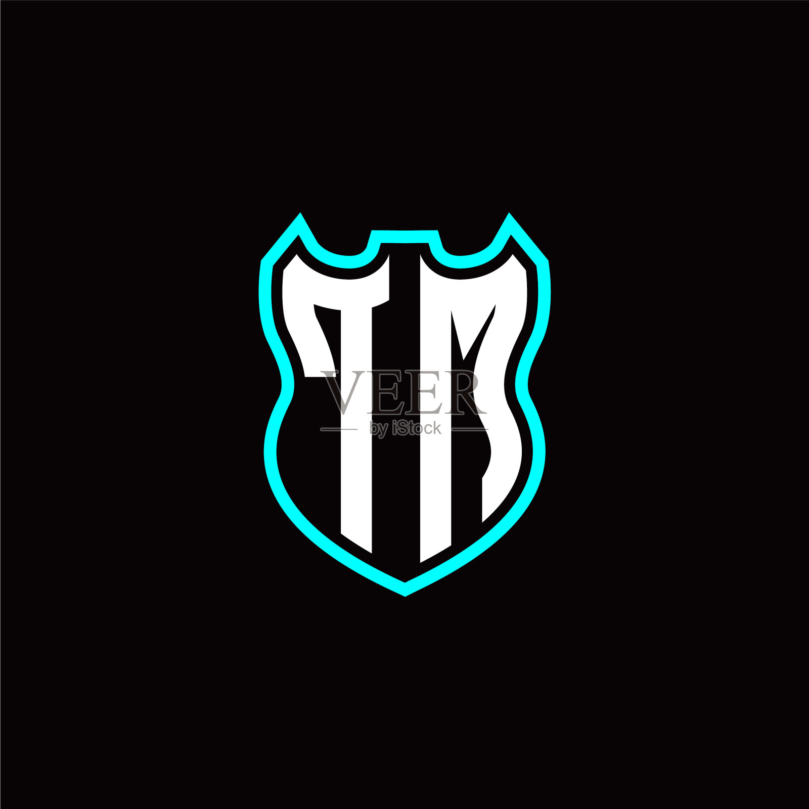 T m最初的标志设计与盾牌形状插画图片素材