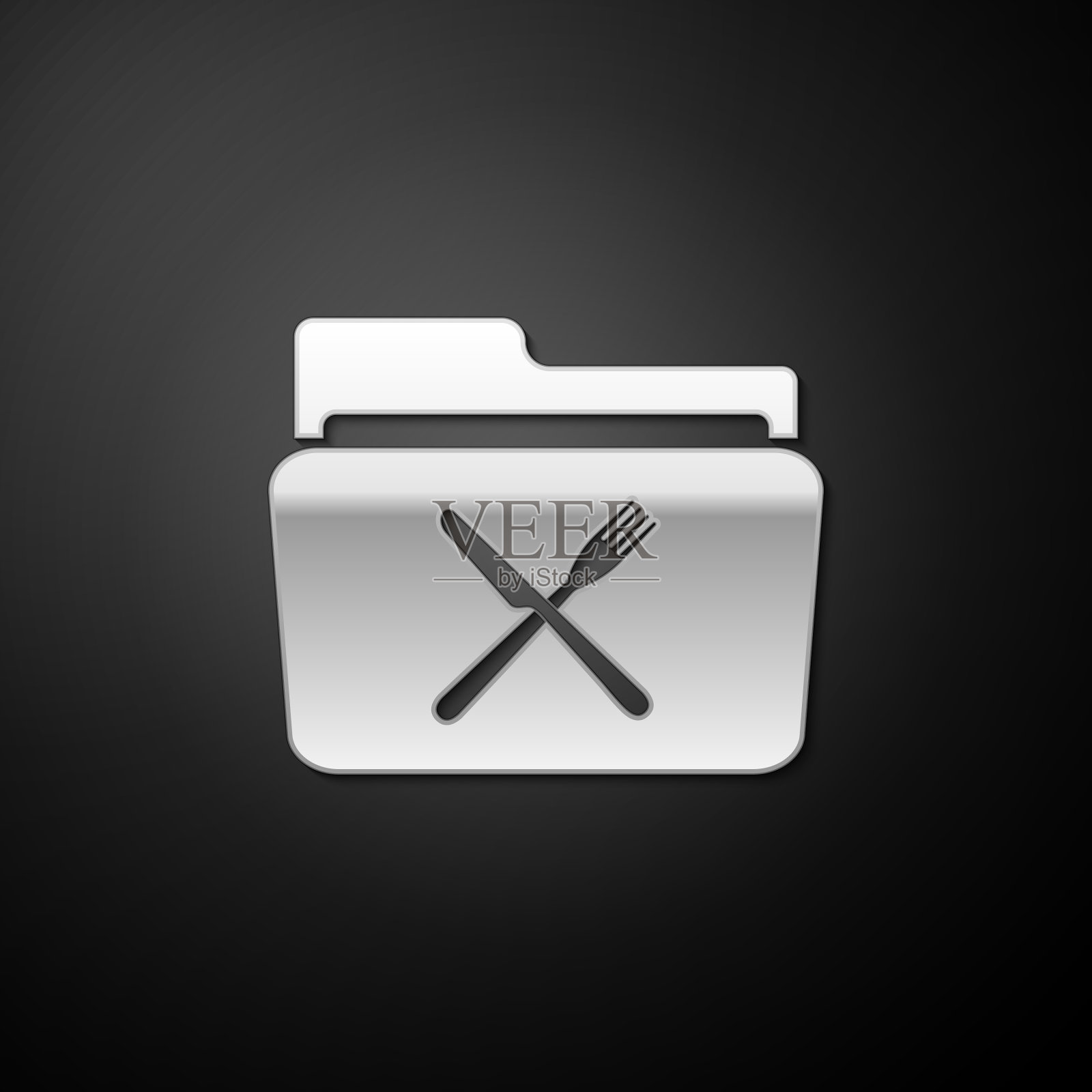 银交叉叉和刀的文件夹图标插画图片素材