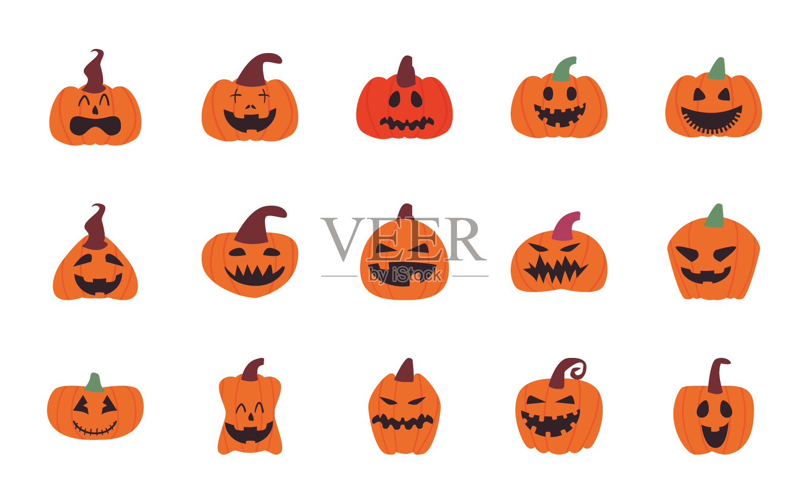 南瓜卡通自由形式风格集图标图标素材