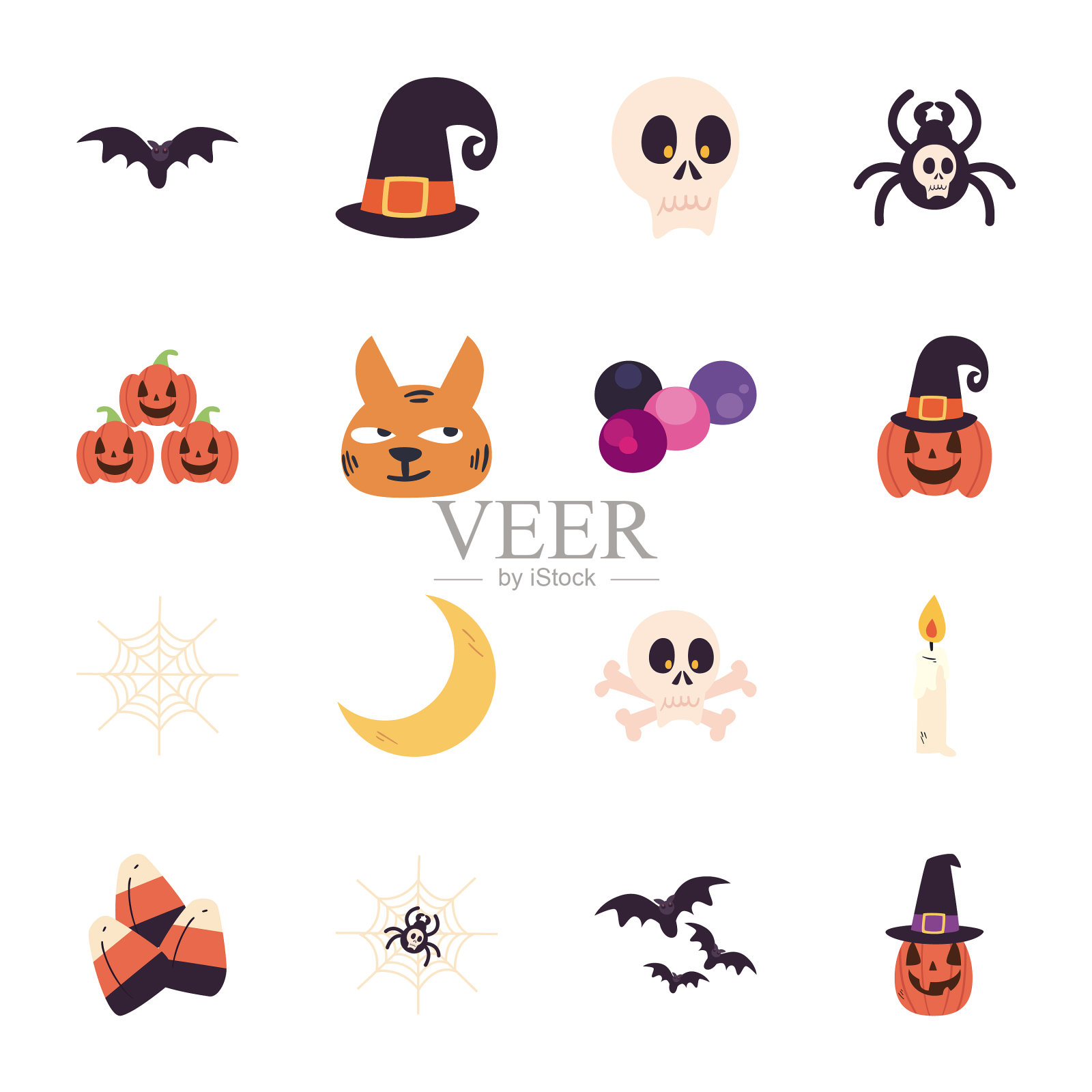 万圣节自由形式的风格收集图标插画图片素材