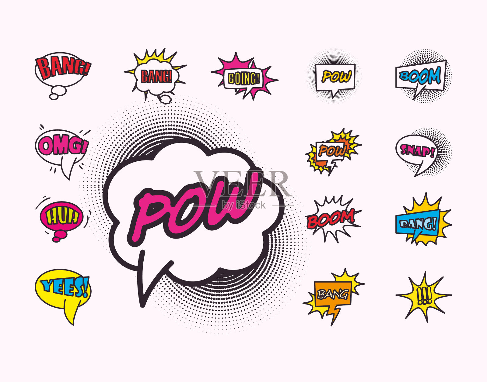 波普艺术气泡线和填充样式设置图标图标素材