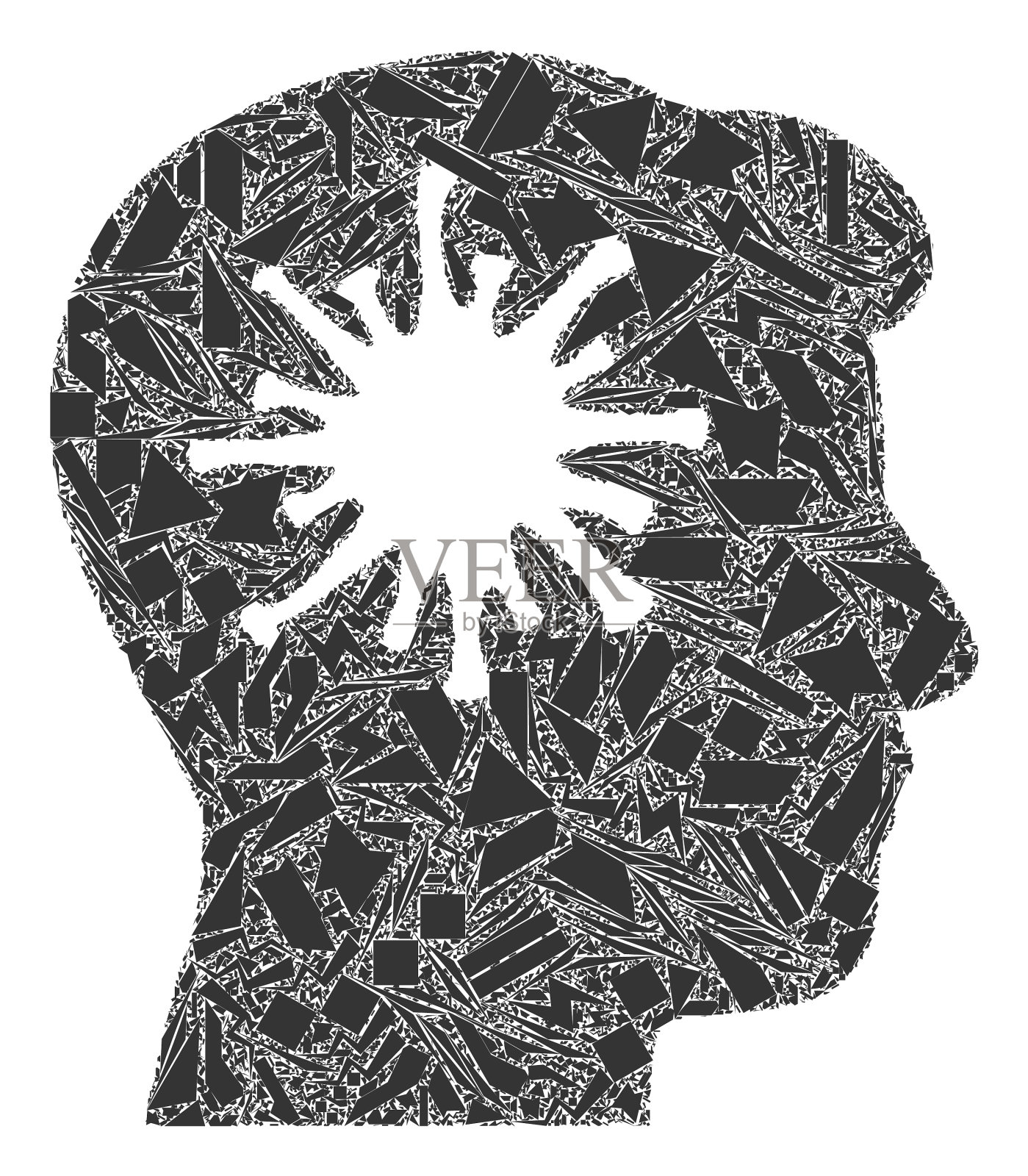 碎片马赛克冠状病毒大脑图标插画图片素材