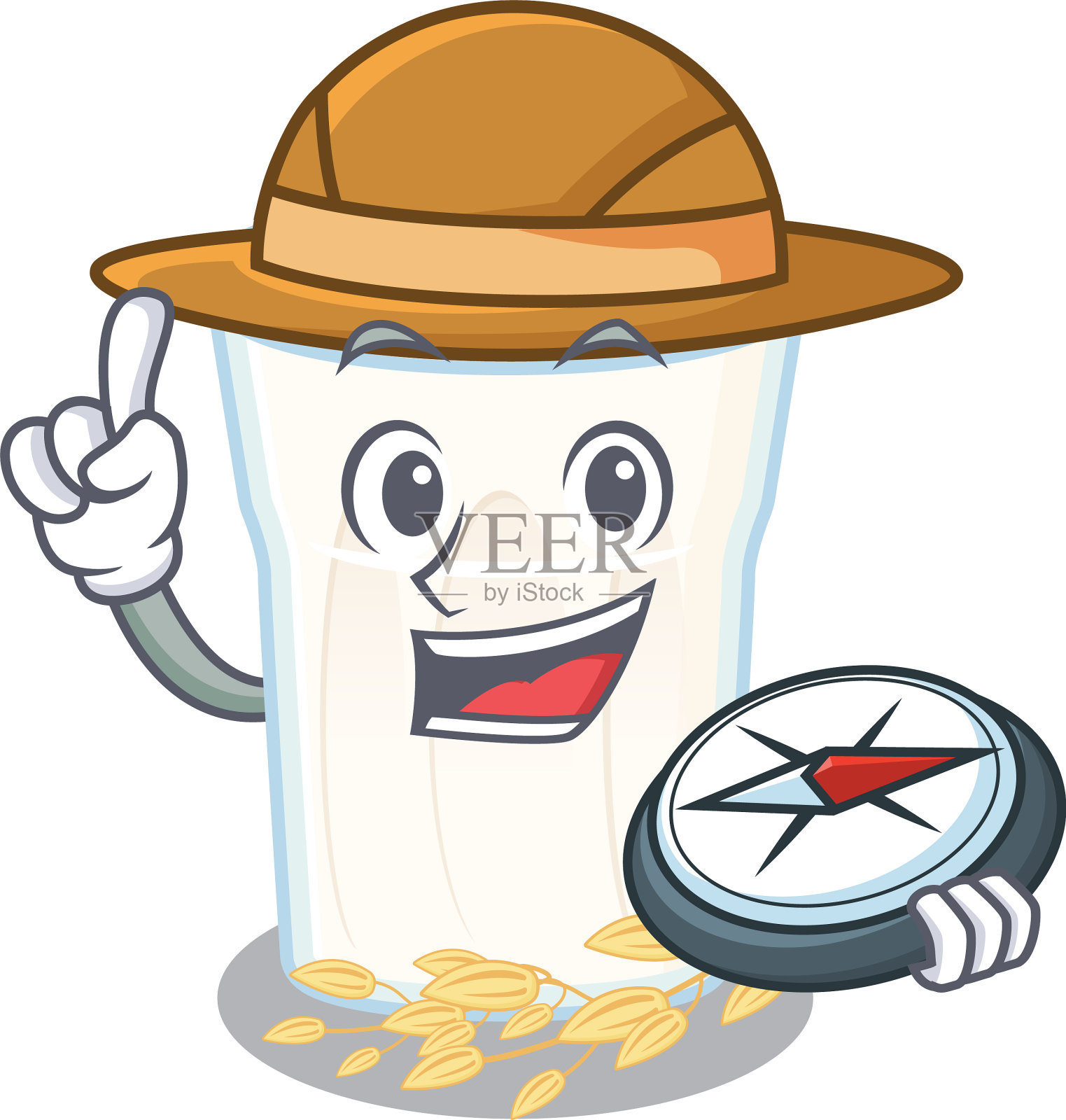燕麦牛奶经验丰富的探险家使用指南针插画图片素材