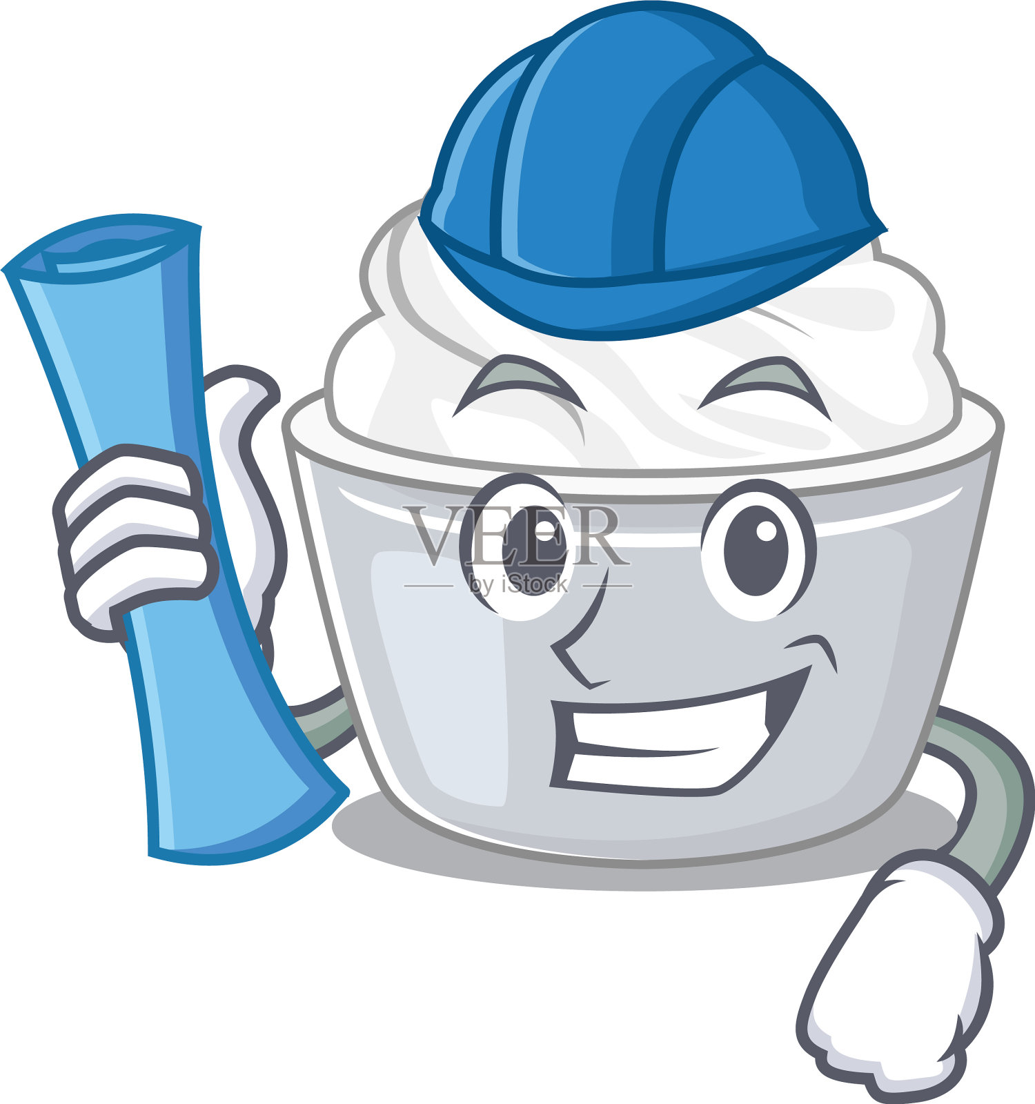 一个成功的酸奶油设计师有蓝色插画图片素材