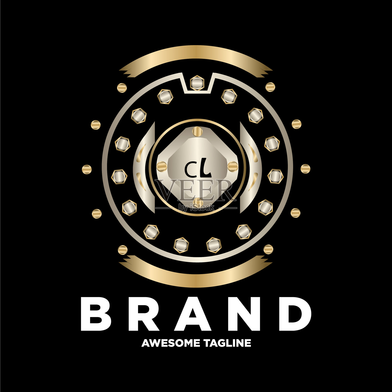 Cl字母首字母与皇家豪华标志模板插画图片素材