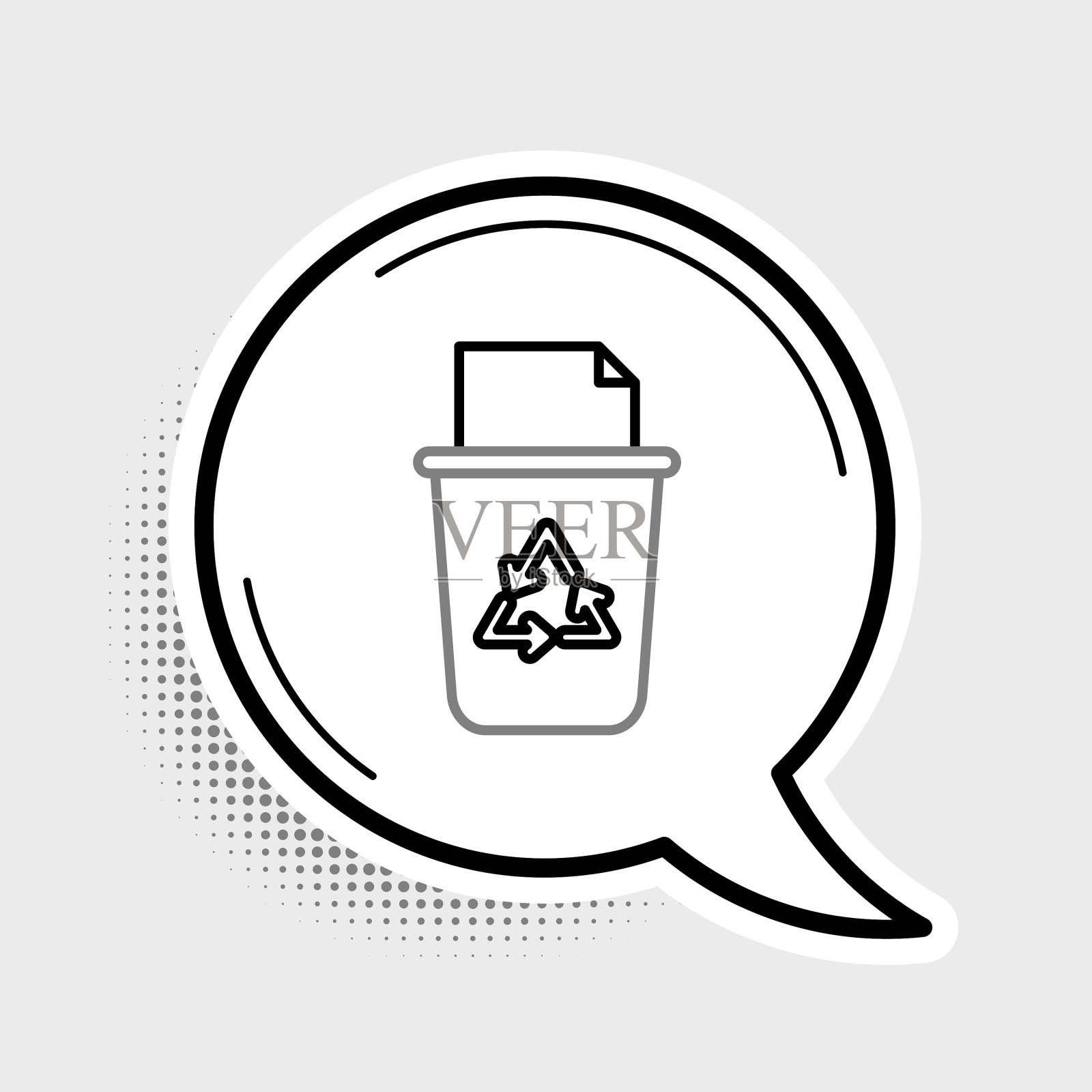 线回收站与回收符号图标隔离插画图片素材