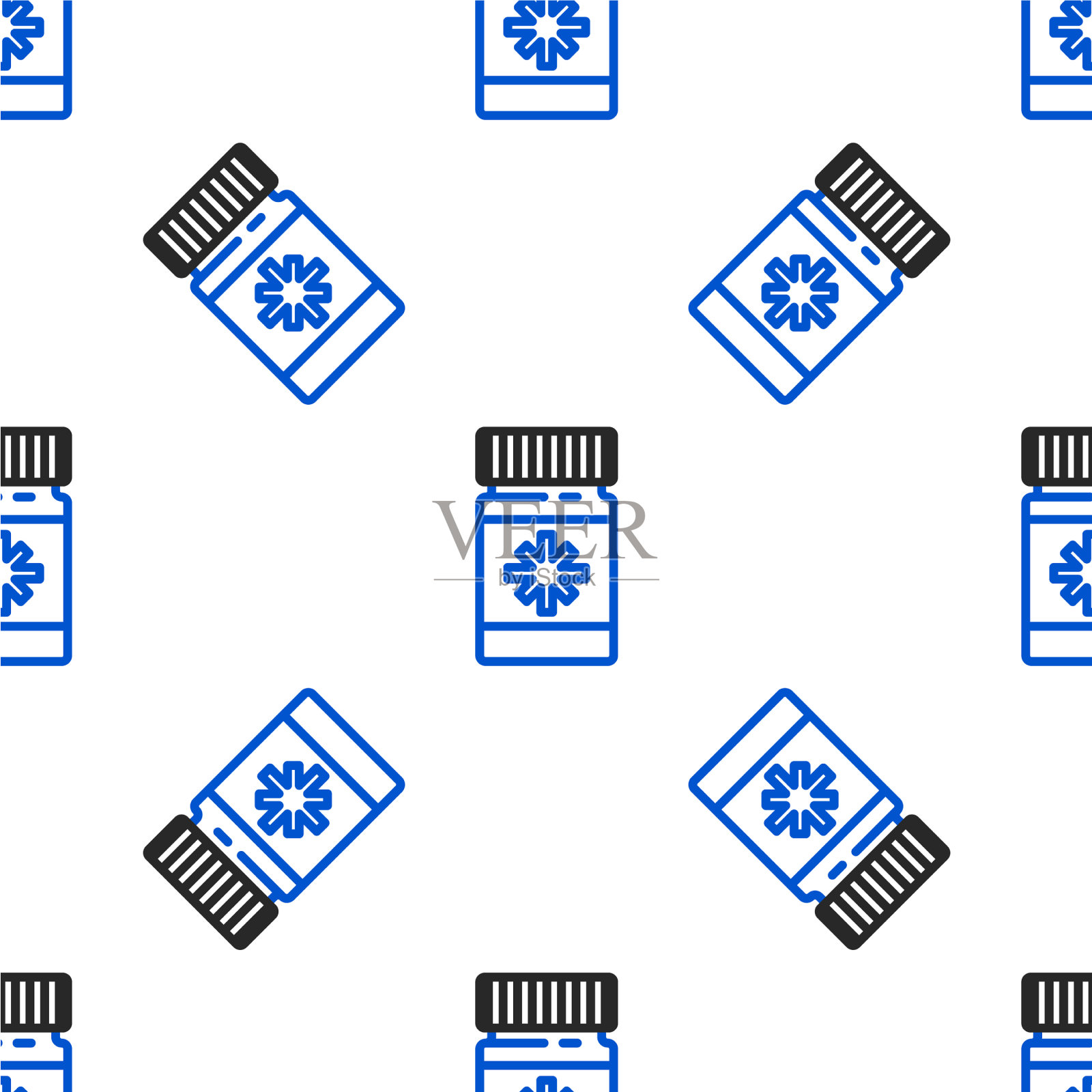 线狗药瓶和药丸图标隔离插画图片素材