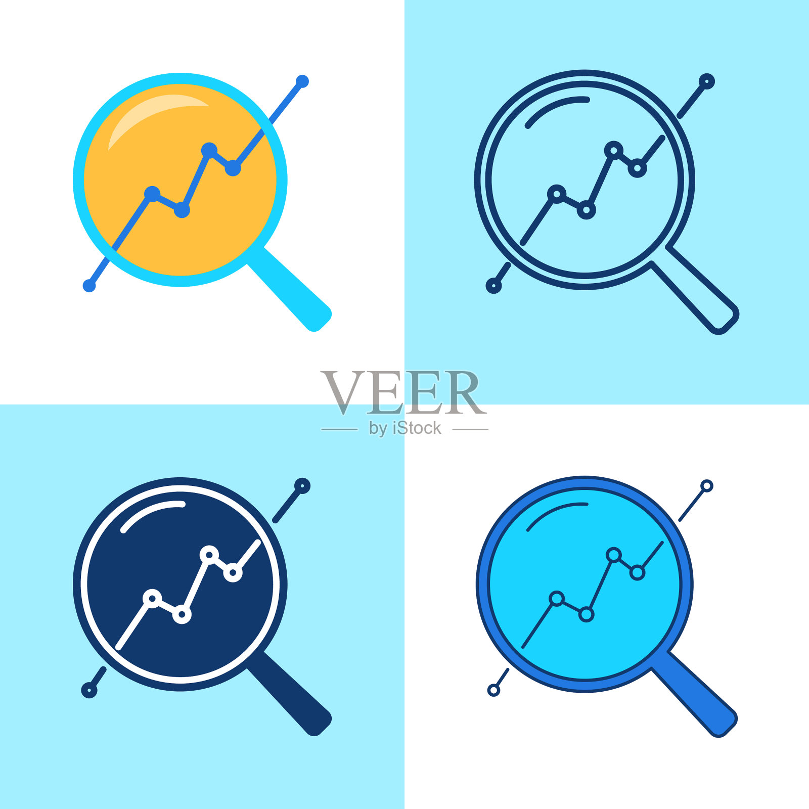 进度监控图标设置为平面和直线设计模板素材