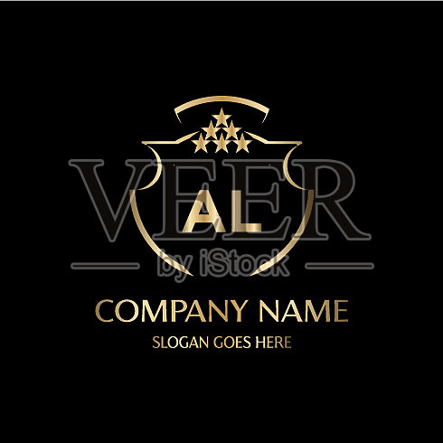 Al字母首字母与皇家豪华标志模板插画图片素材