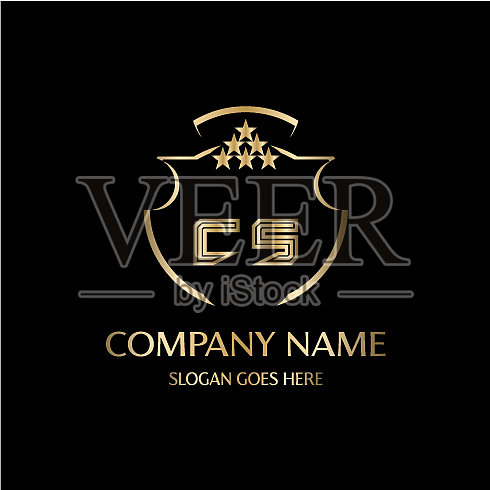 c字母首字母与皇家豪华标志模板插画图片素材