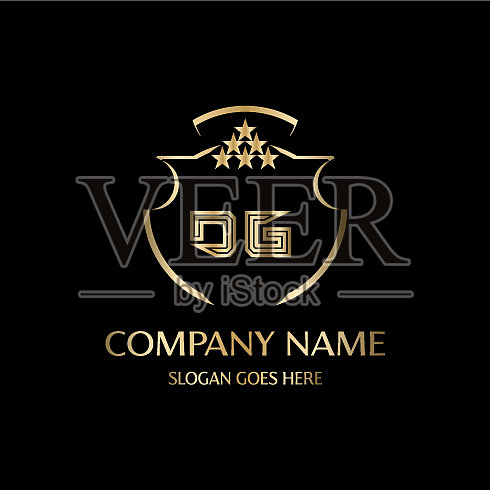 Dg字母首字母与皇家豪华标志模板插画图片素材
