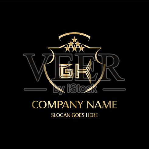 Gk字母首字母与皇家豪华标志模板插画图片素材