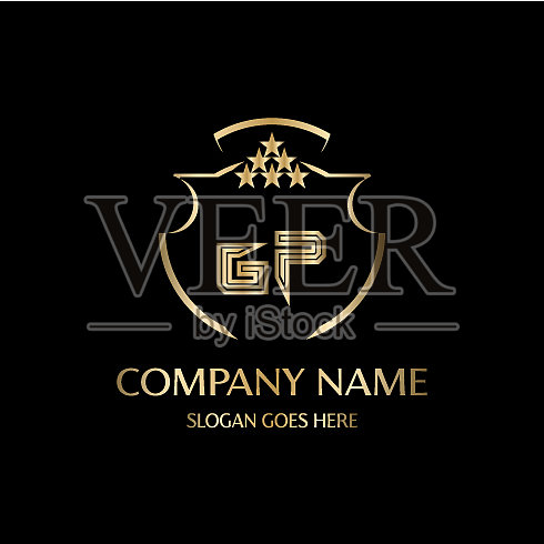 Gp字母首字母与皇家豪华标志模板插画图片素材