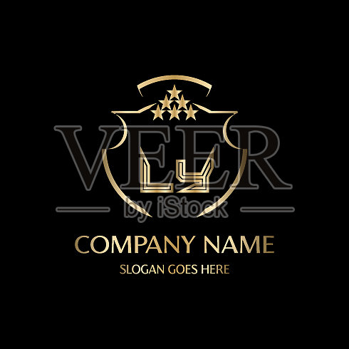 Ly首字母与皇家豪华标志模板插画图片素材