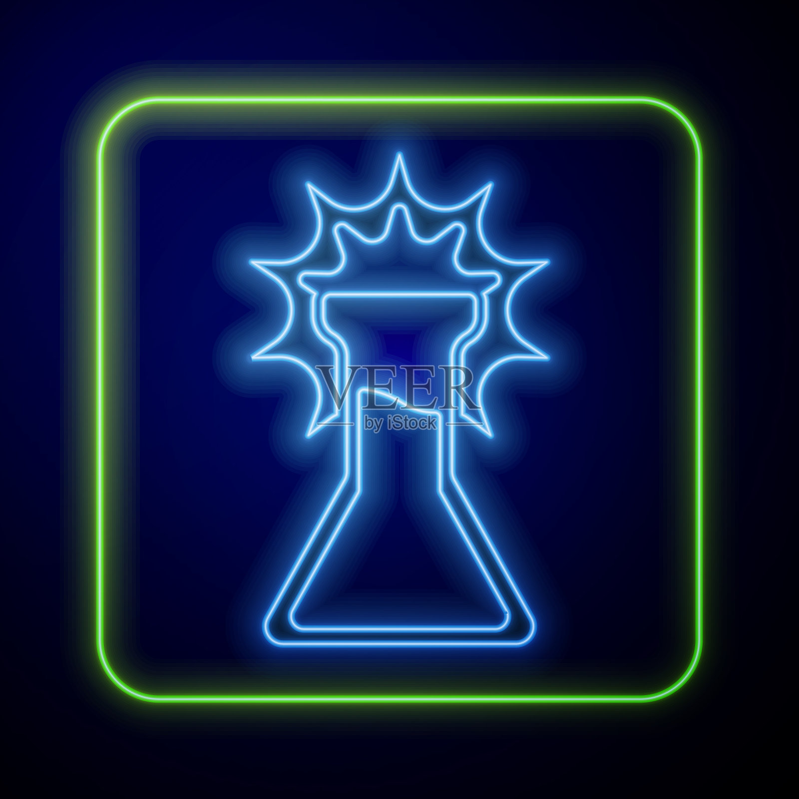 发光的霓虹灯试管和烧瓶图标隔离插画图片素材