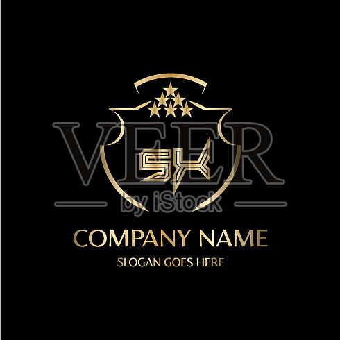 Sx字母首字母与皇家豪华标志模板插画图片素材