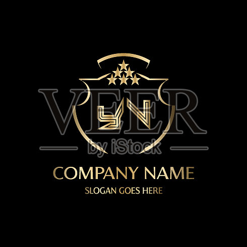 Yv字母首字母与皇家豪华标志模板插画图片素材