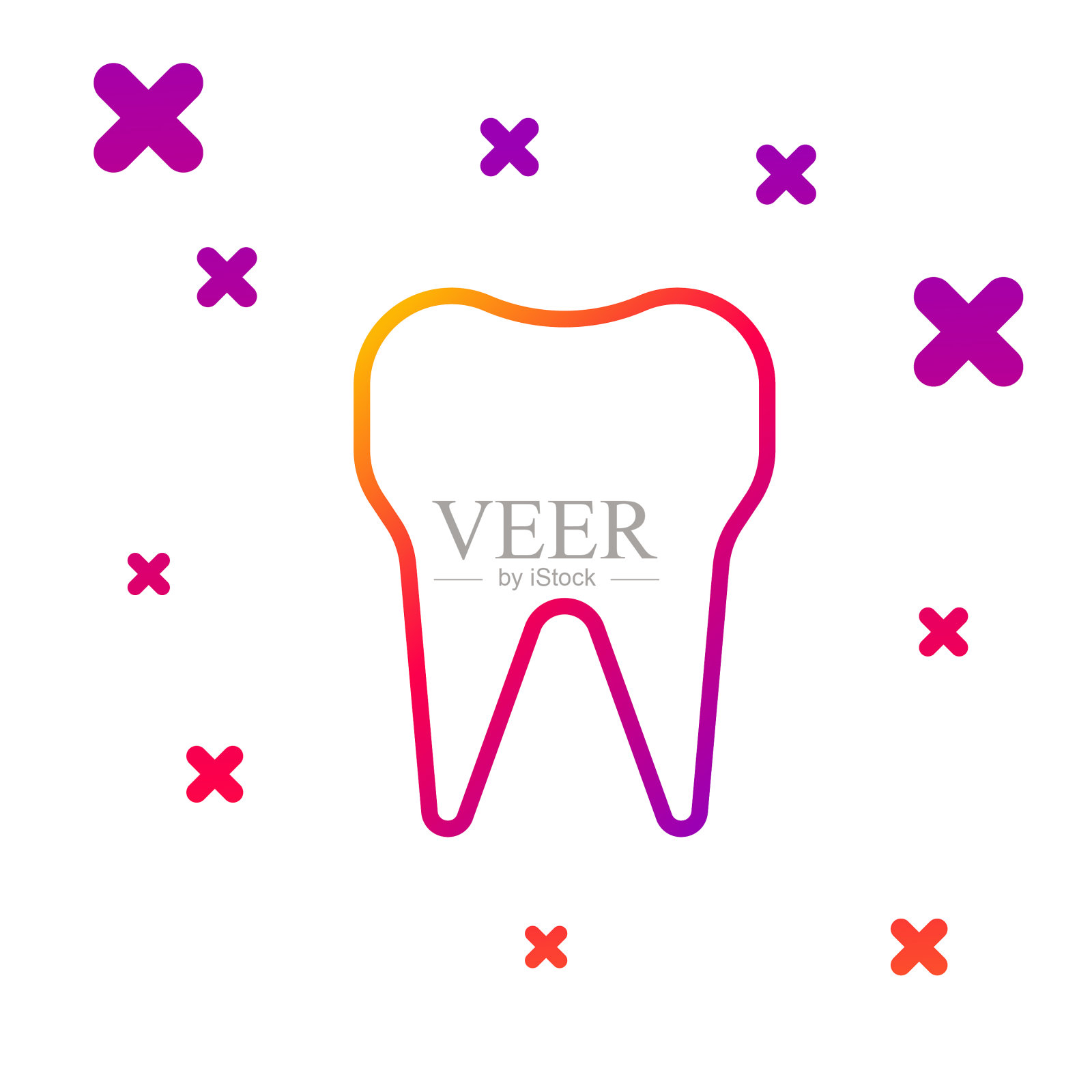 颜色线齿图标孤立的白色背景插画图片素材