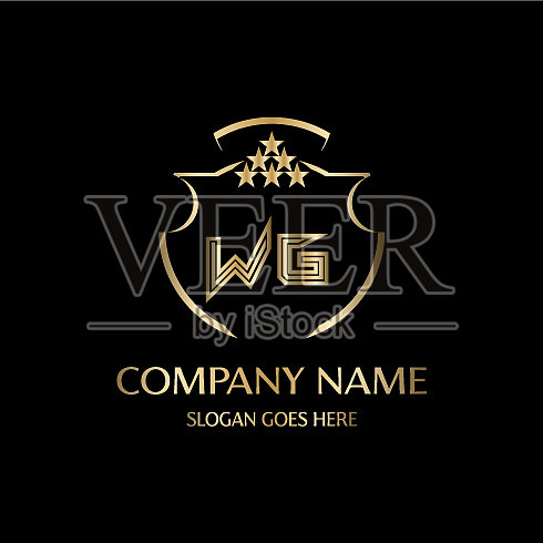Wg信首字母与皇家豪华标志模板插画图片素材