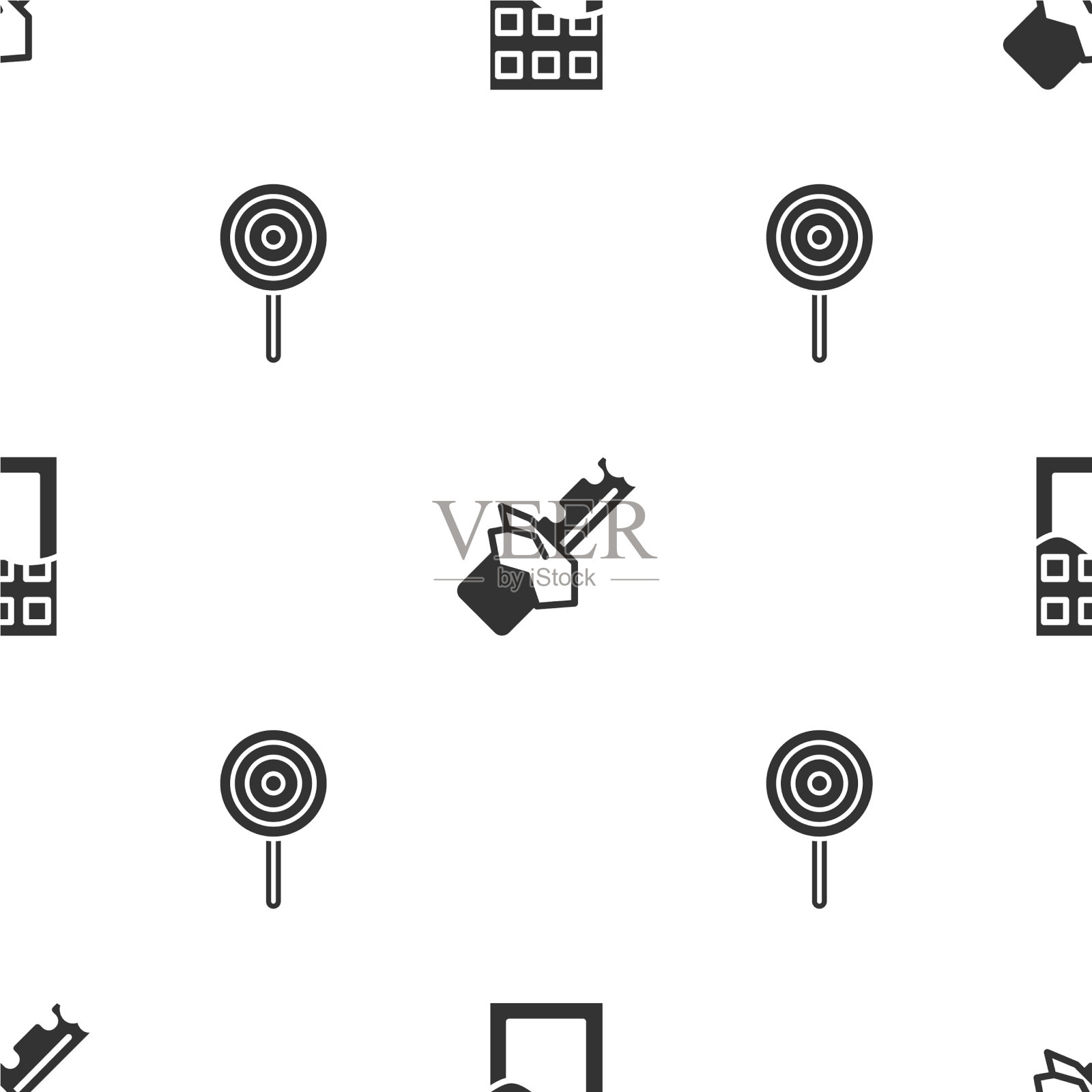 设置巧克力棒，咬巧克力和棒棒糖图标素材