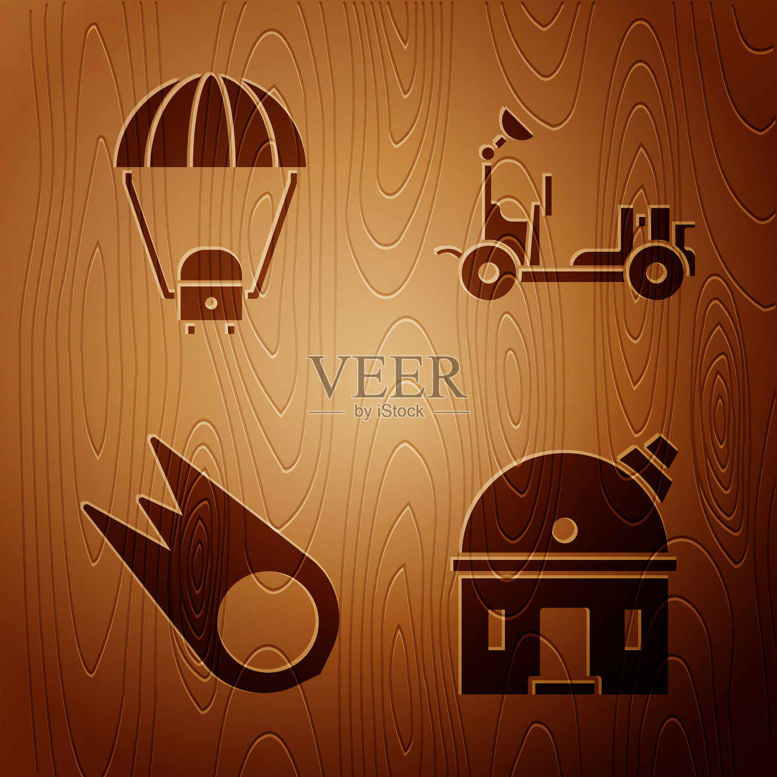 设置天文观测站和太空舱图标素材