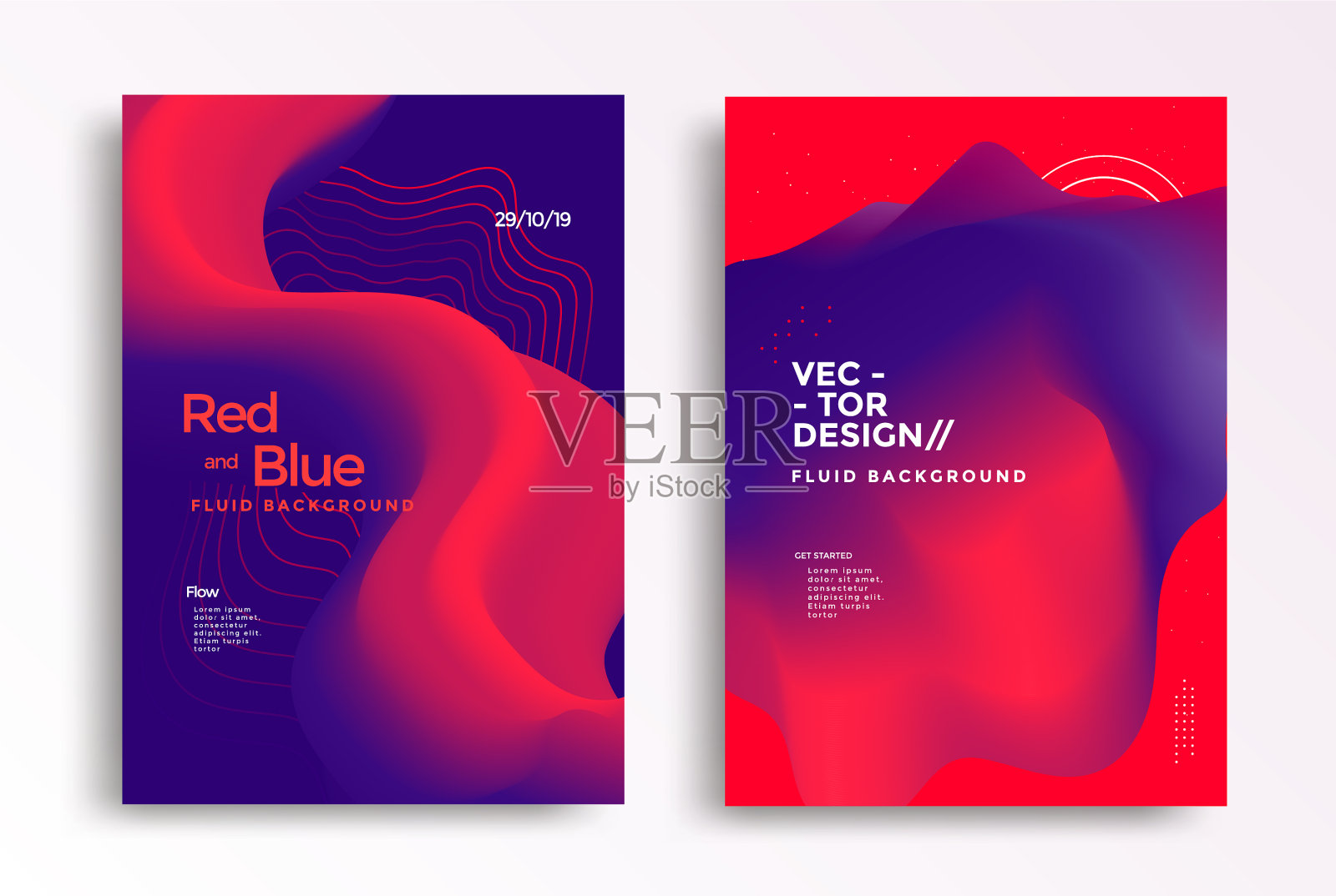 液体海报设计模板在双色调梯度设计模板素材