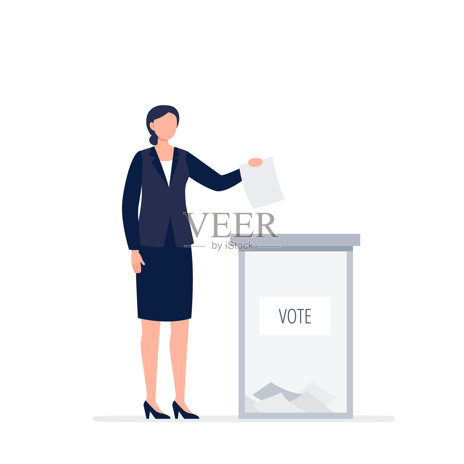 一个穿着西装的女人在投票插画图片素材