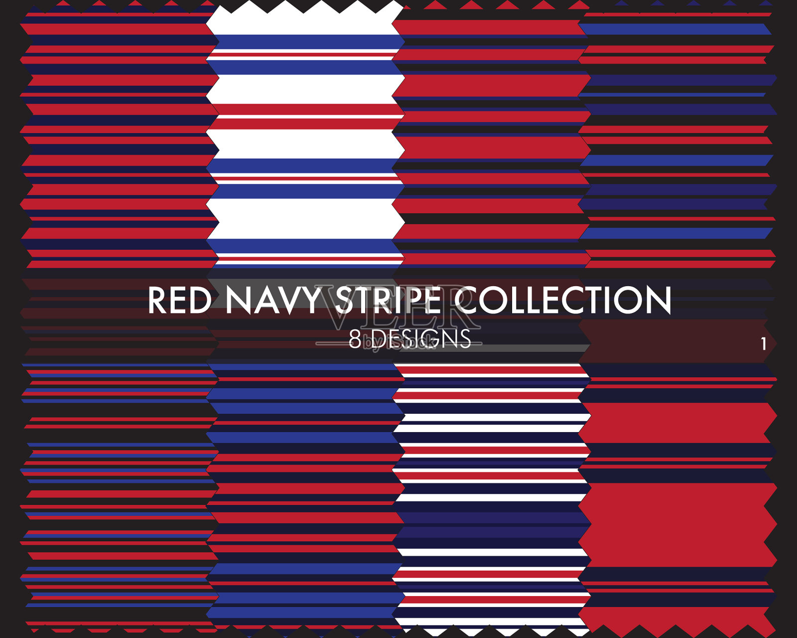 红色海军蓝条纹无缝图案系列插画图片素材