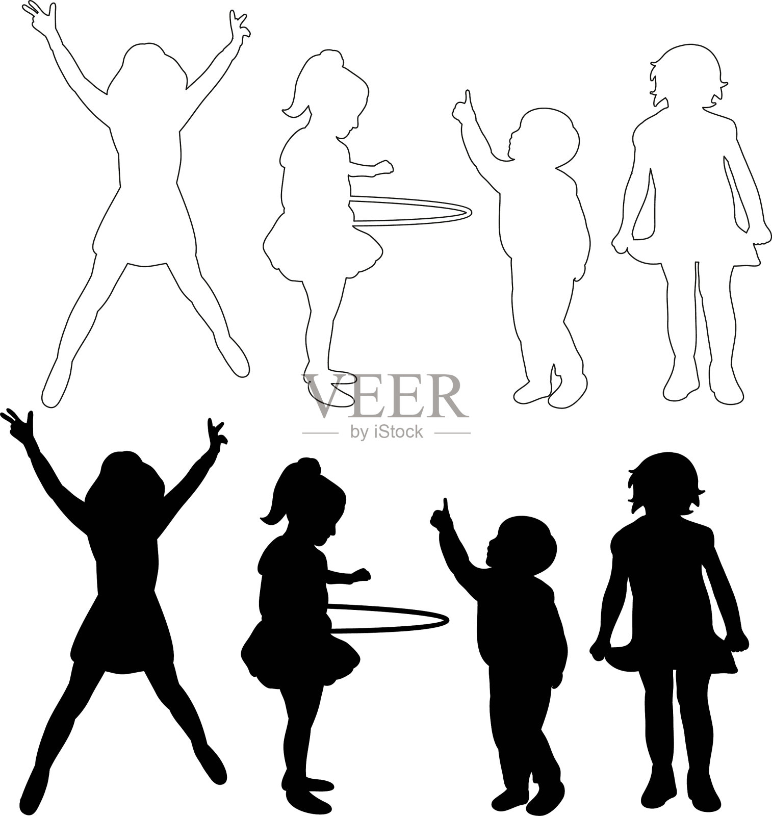 孩子们的剪影插画图片素材