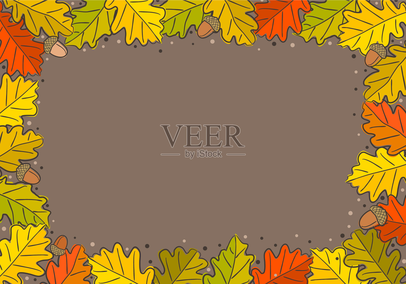 由手绘树叶制成的秋天框架插画图片素材