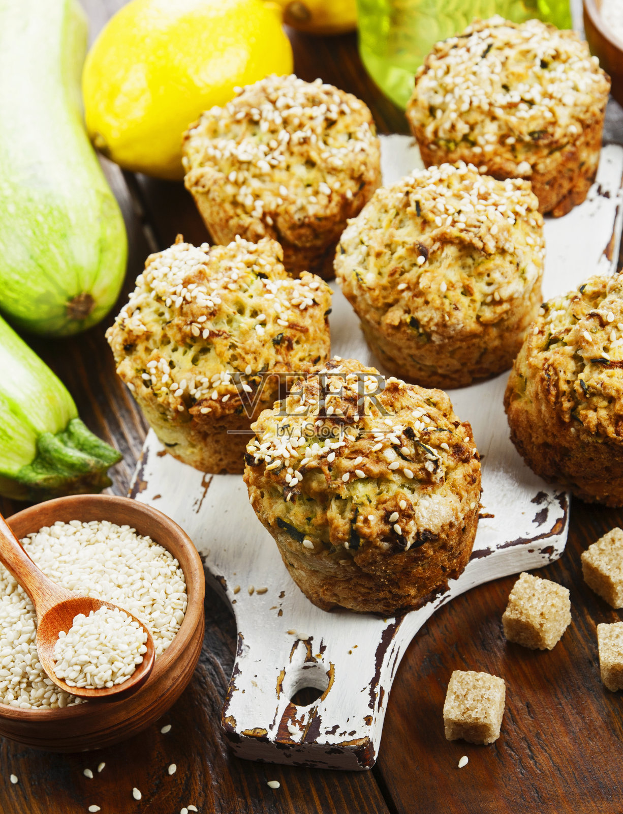 柠檬西葫芦松饼照片摄影图片