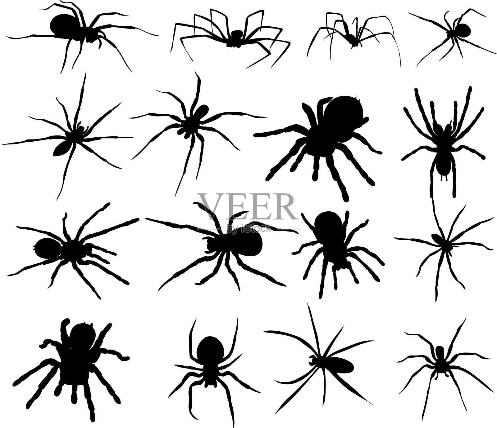 蜘蛛剪影集图标素材