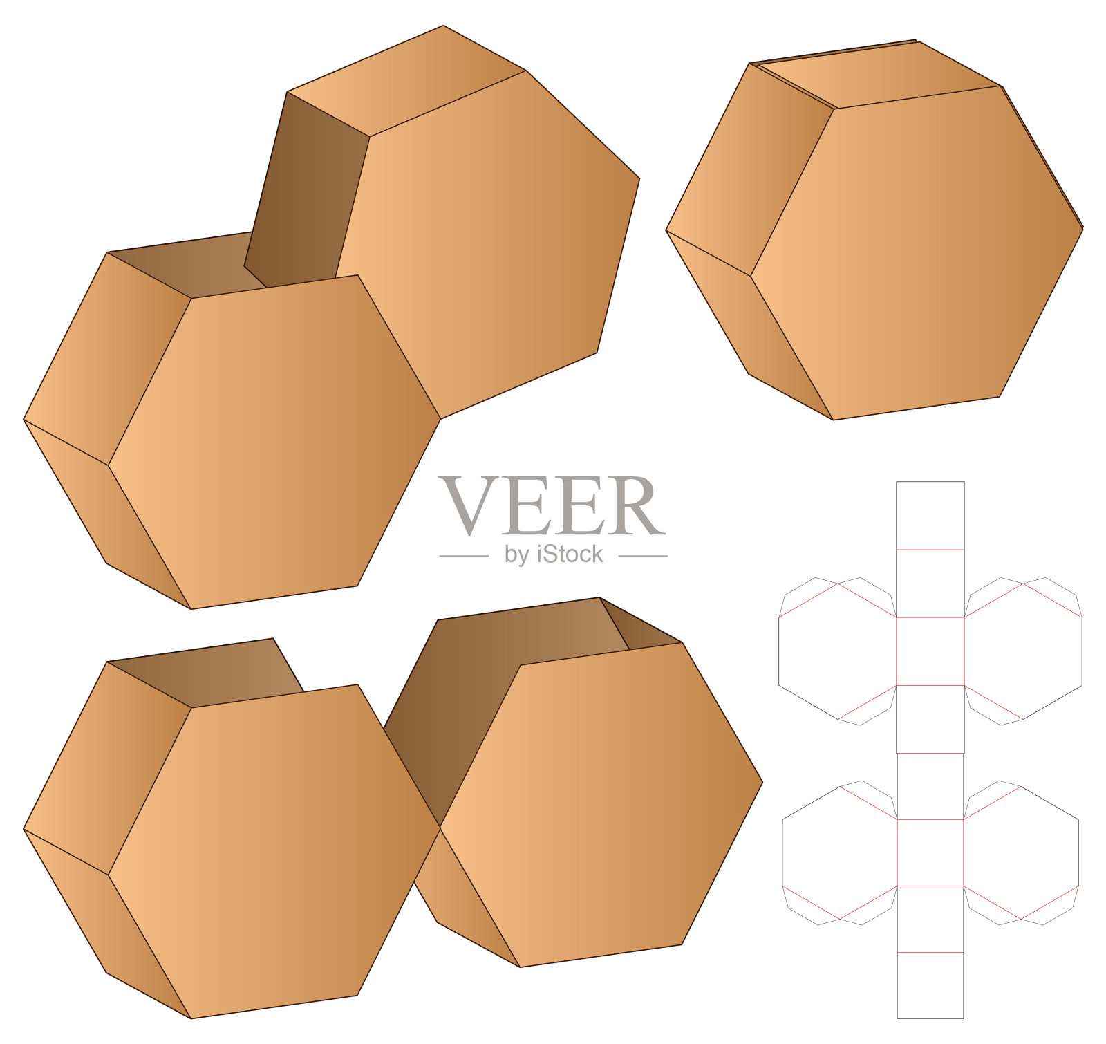 盒包装模切模板设计三维模型设计元素图片