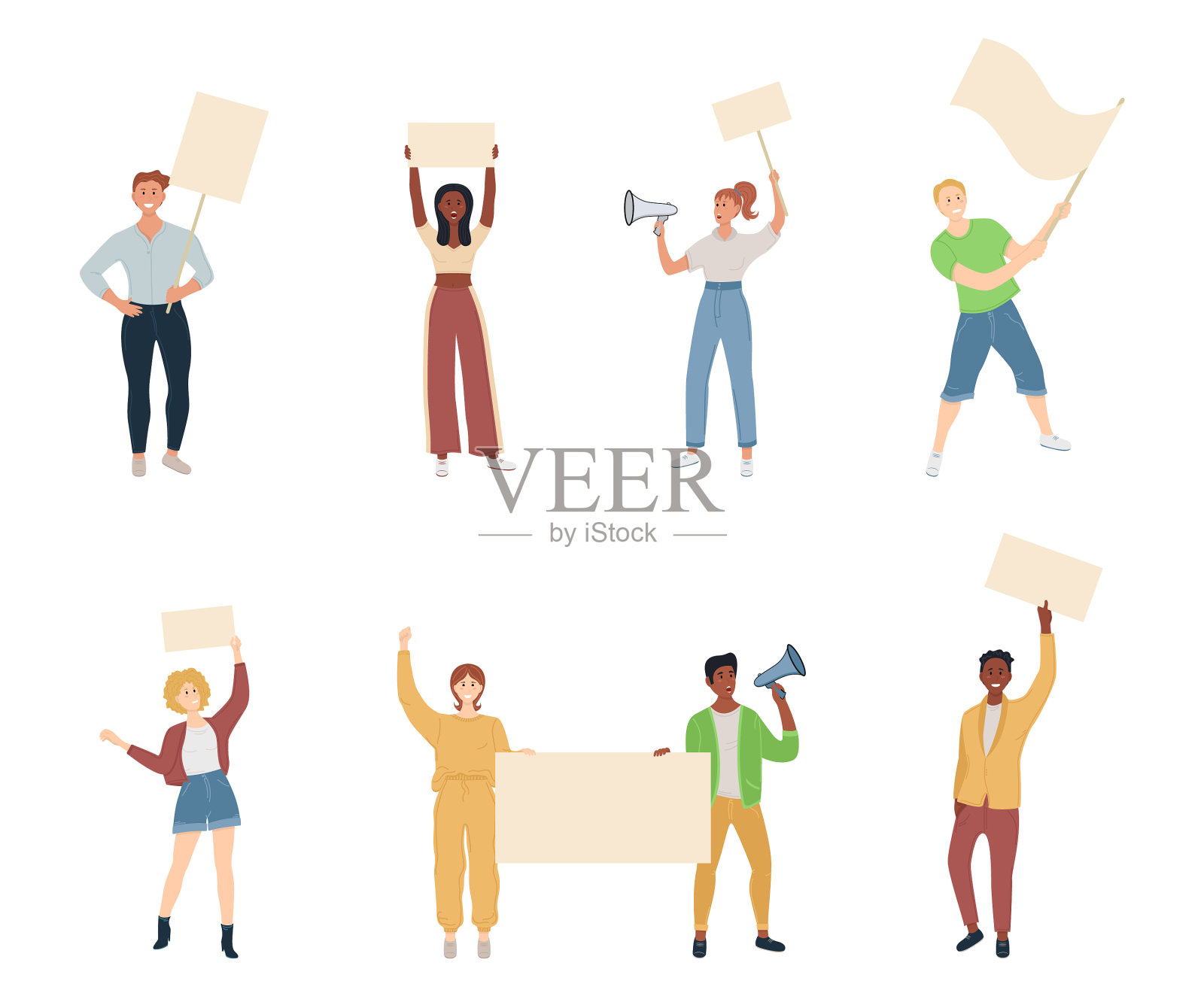 人群抗议的人插画图片素材