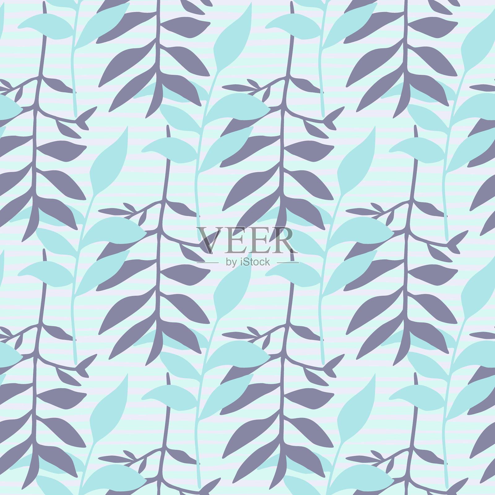 叶面极简的花卉图案插画图片素材