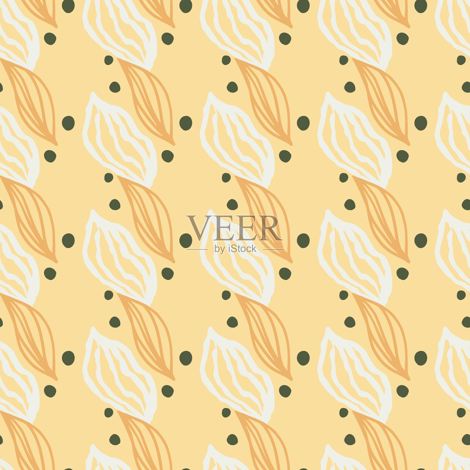 夏季花的无缝图案有白色和插画图片素材