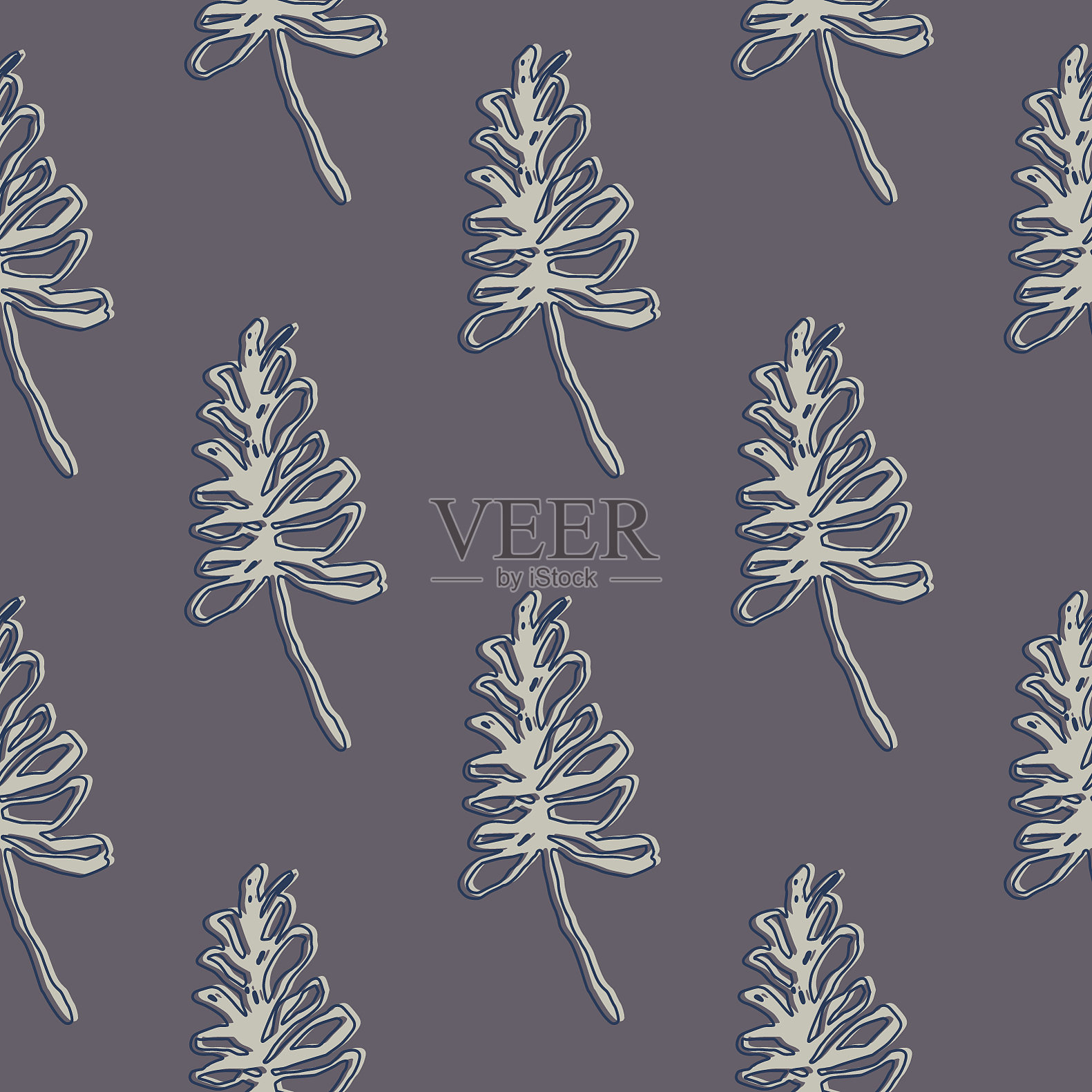 植物简单的树枝轮廓无缝插画图片素材