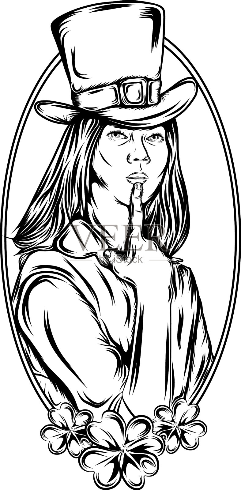 圣帕特里克的漂亮女人和设计元素图片