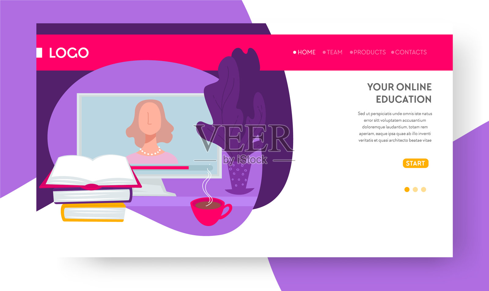 您的网上教育课程网页插画图片素材