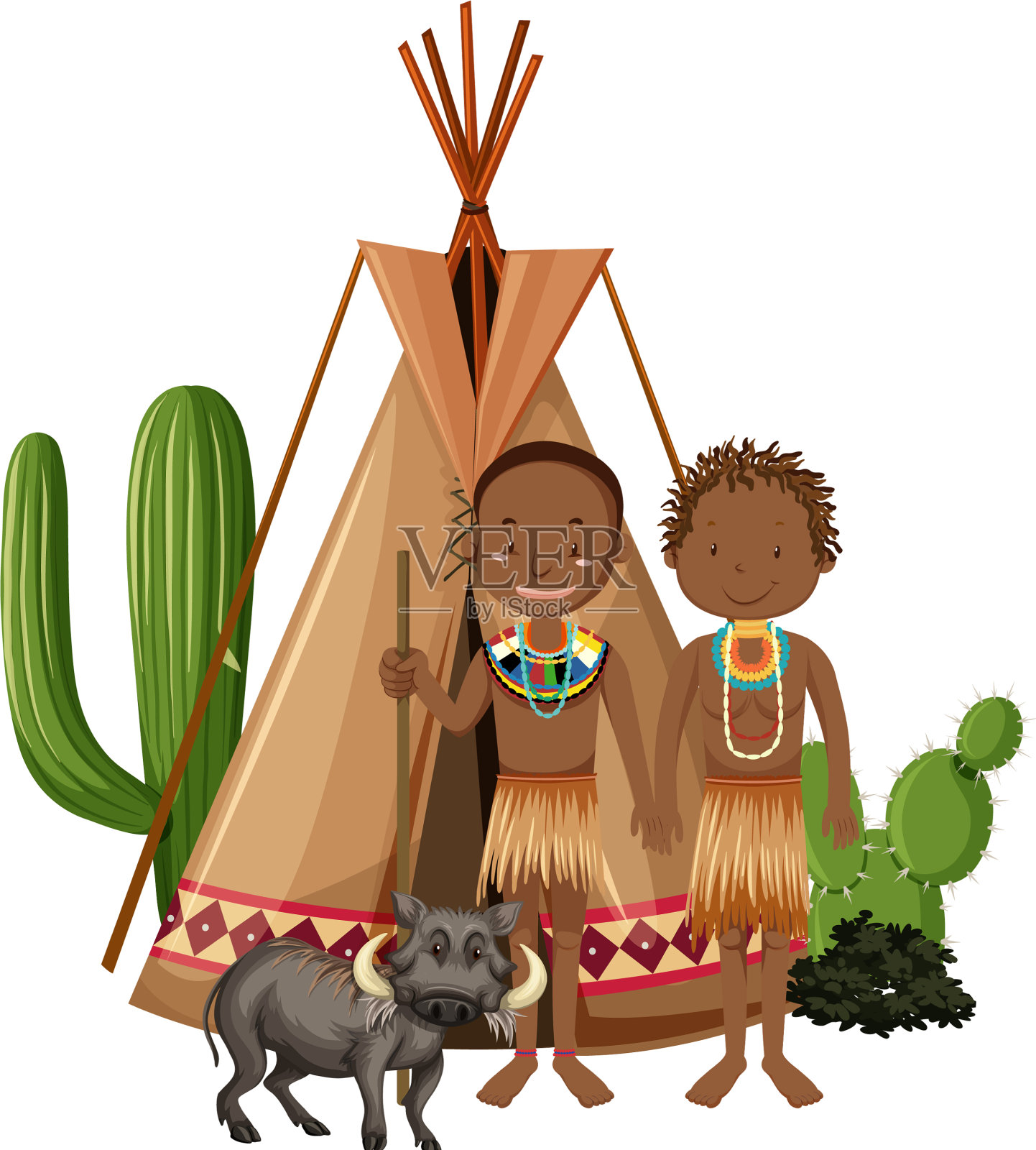 非洲部落孤立的家庭设计元素图片